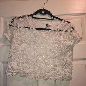 Cropped White Lace Top